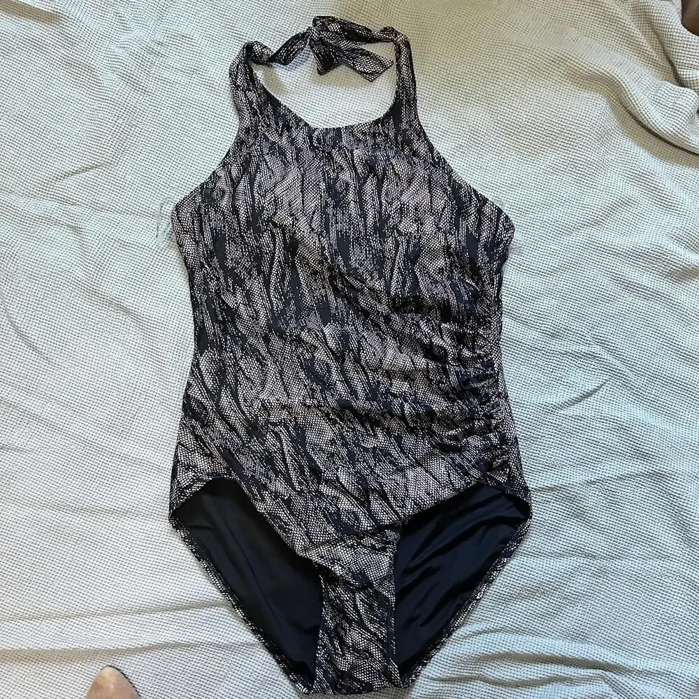 NWT Calvin Klein‎ High neck Halter One-Piece Size 18 - Picture 2 of 8